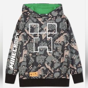 Minecraft Boys Creeper Hoodie pullover camo cotton blend size 10-11